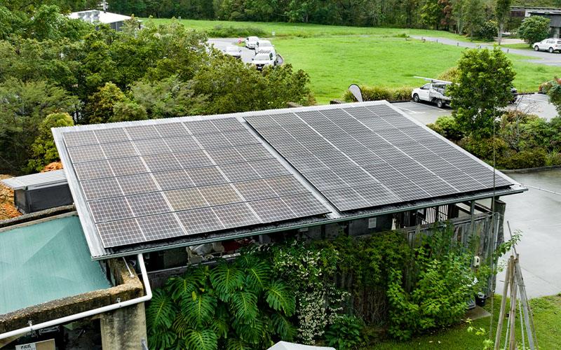 eco house with solar panels